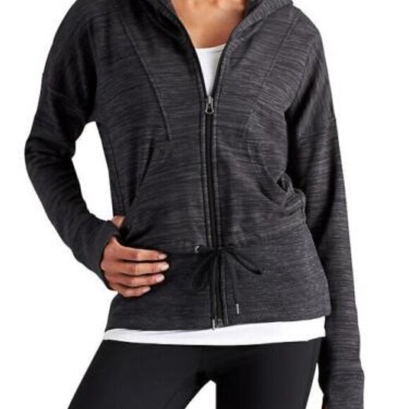Athleta Tiger Terry grey cinched waist hoodie size S - Picture 2 of 12